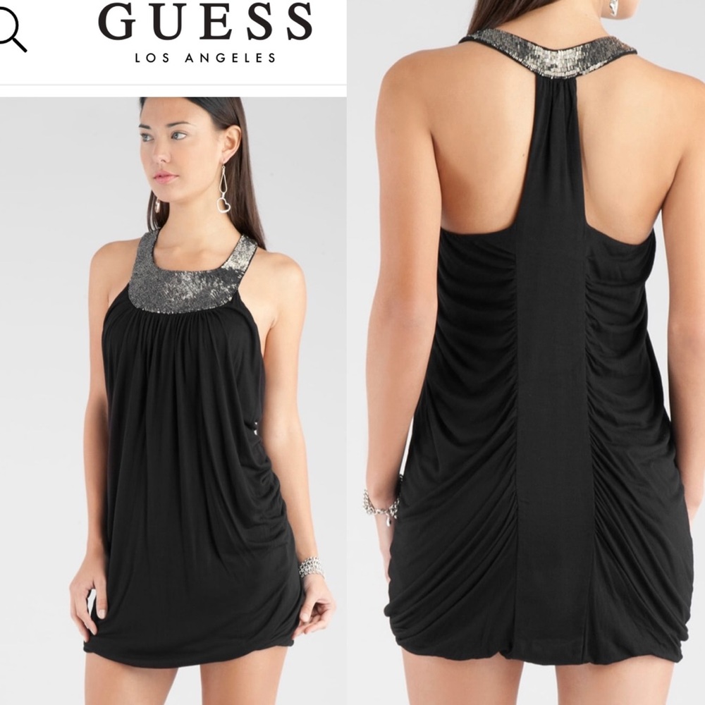 Vintage GUESS Dress bodycon black Lala racer back